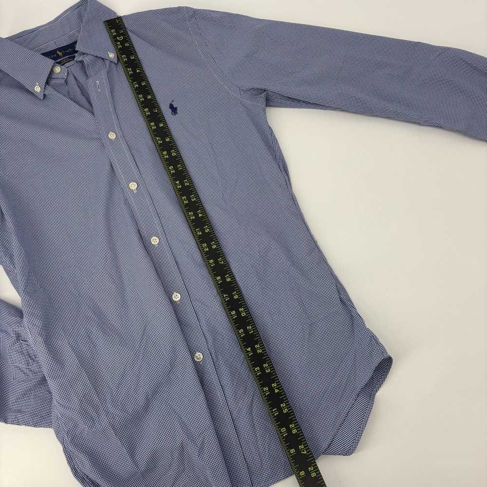 Polo Ralph Lauren Shirt Men's Small Blue Houndstooth Long Sleeve Button Down‎ - Picture 9 of 11
